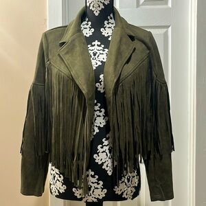 Olive Green Fringe Blazer